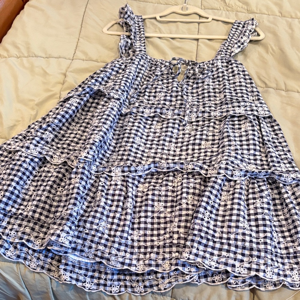 Altar'd State Navy and White Checkered dress